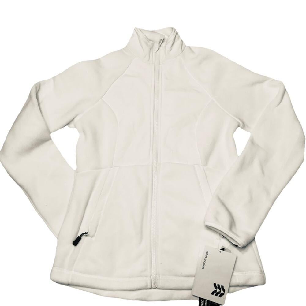 All In Motion Jacket Women Size XL Polartec full zip solid ivory NWT